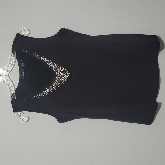 Susan Graver top women's size small jewels artistan black top blouse embellished - Picture 1 of 16